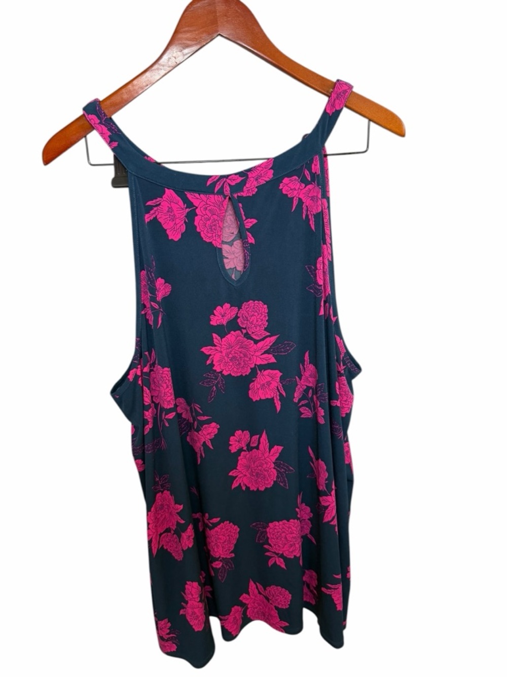 torrid 4 Navy Halter Tank Top with Pink Floral Print 4X - Picture 3 of 8